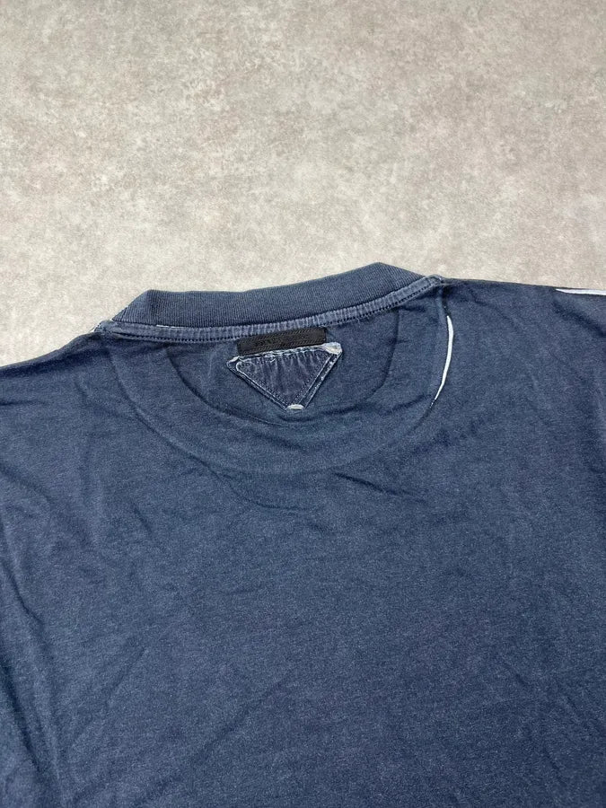 SS2013 Prada Navy Blue Mozaic Graphic T-Shirt hiyVBJi 5