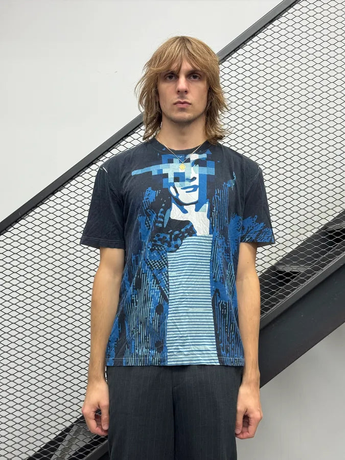 SS2013 Prada Navy Blue Mozaic Graphic T-Shirt hiyVBJi 1
