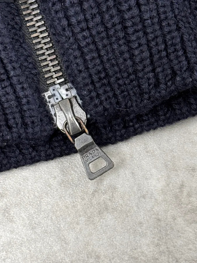 2000s Prada Navy Drivers Wool Cardigan Sweater UnzqoKG 8