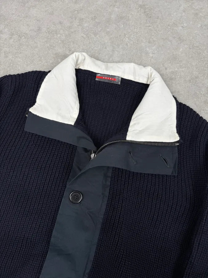 2000s Prada Navy Drivers Wool Cardigan Sweater UnzqoKG 5
