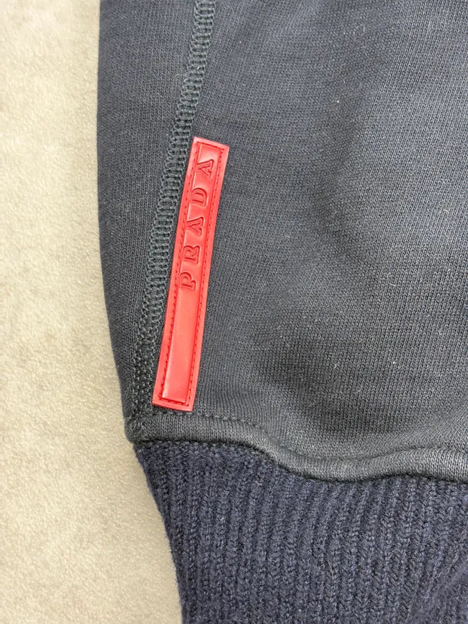 2000s Prada Navy Gloved Zip-up Cozy Sweater Jacket UKMcMOI 10