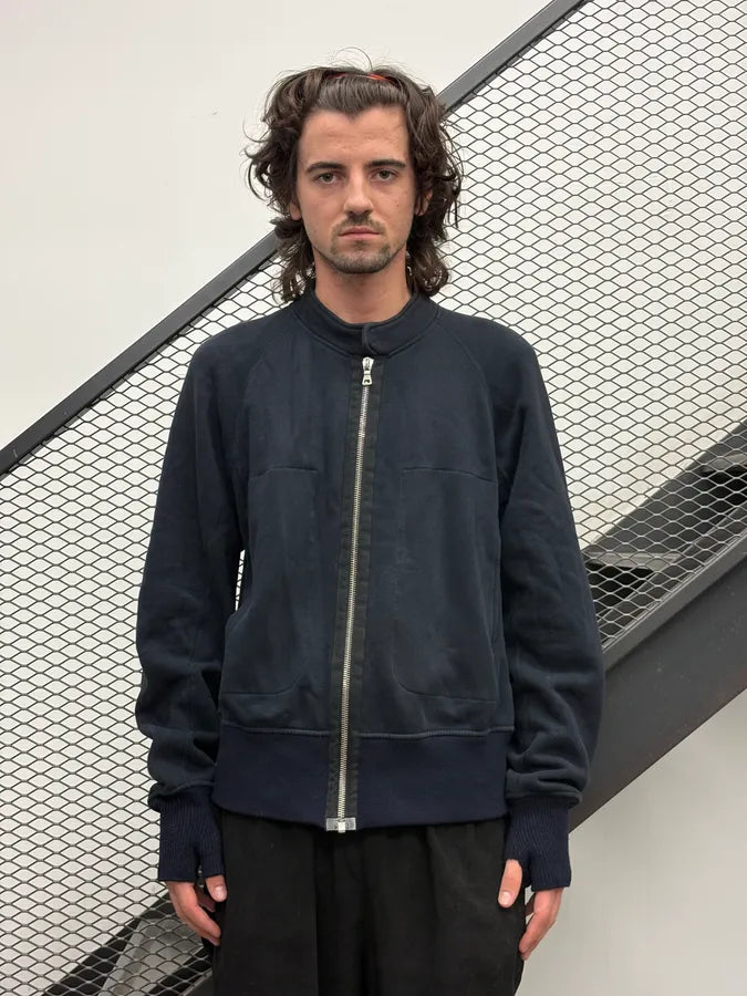 2000s Prada Navy Gloved Zip-up Cozy Sweater Jacket UKMcMOI 1