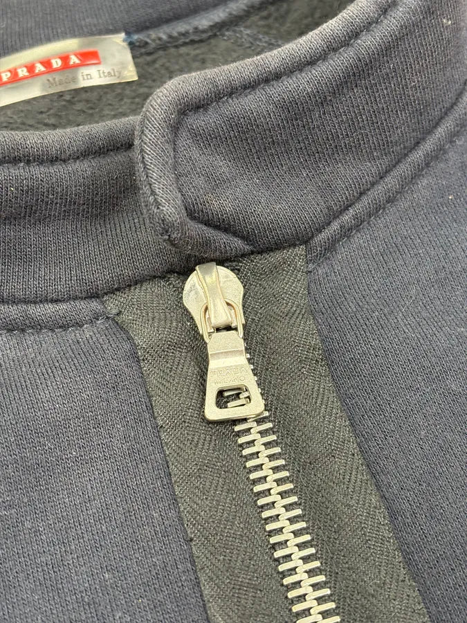 2000s Prada Navy Gloved Zip-up Cozy Sweater Jacket UKMcMOI 9