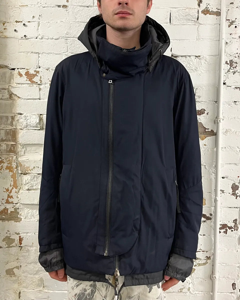 2000s Prada Navy Hooded Nylon Layered Windbreaker Jacket  VhWJTzq 1
