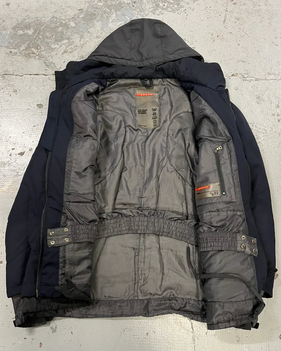 2000s Prada Navy Hooded Nylon Layered Windbreaker Jacket  VhWJTzq 7