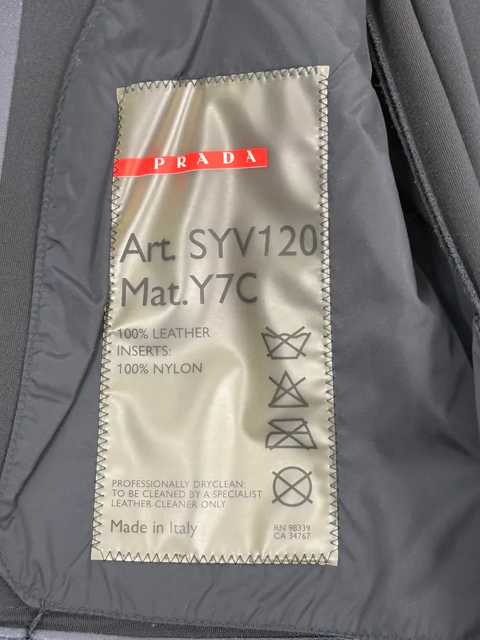 2000s Prada Navy Leather & Nylon Hybrid Biker Jacket lfrVJts 10