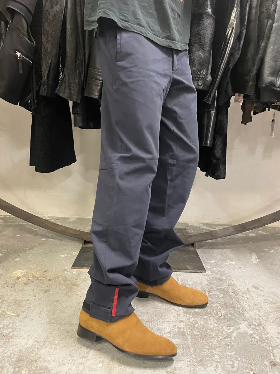 2000s Prada Navy Linea Rossa Sport Tailored Pants (M) BymkhxZ 0
