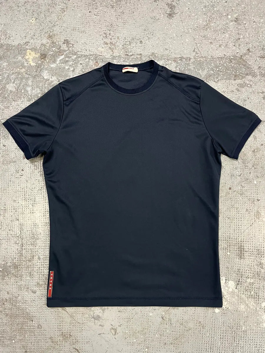 2000s Prada Navy Linea Rossa Sport Tee-Shirt (S) sXRajMV 0