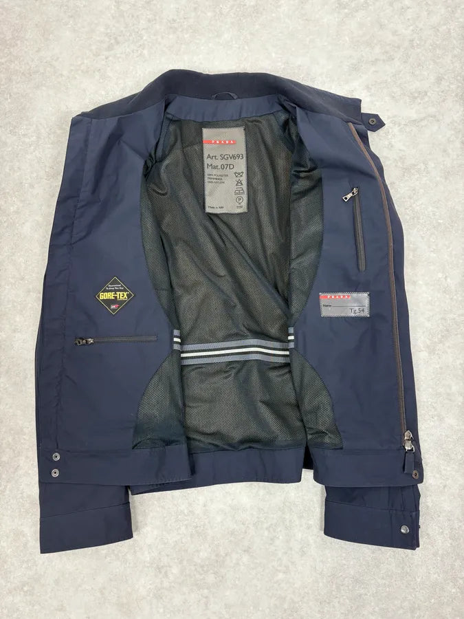 2000s Prada Navy Linea Rossa Windbreaker Jacket SjBJOQQ 7