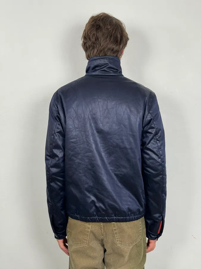 2000s Prada Navy Linea Rossa Windbreaker Jacket exhroUm 2