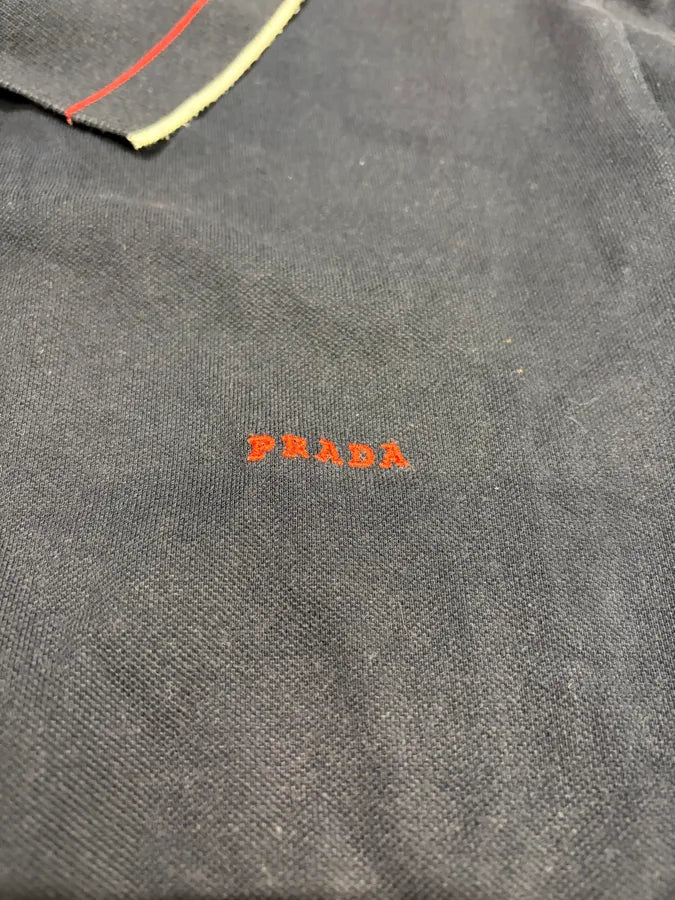 2000s Prada Navy Lined Polo Shirt FtKckVp 6