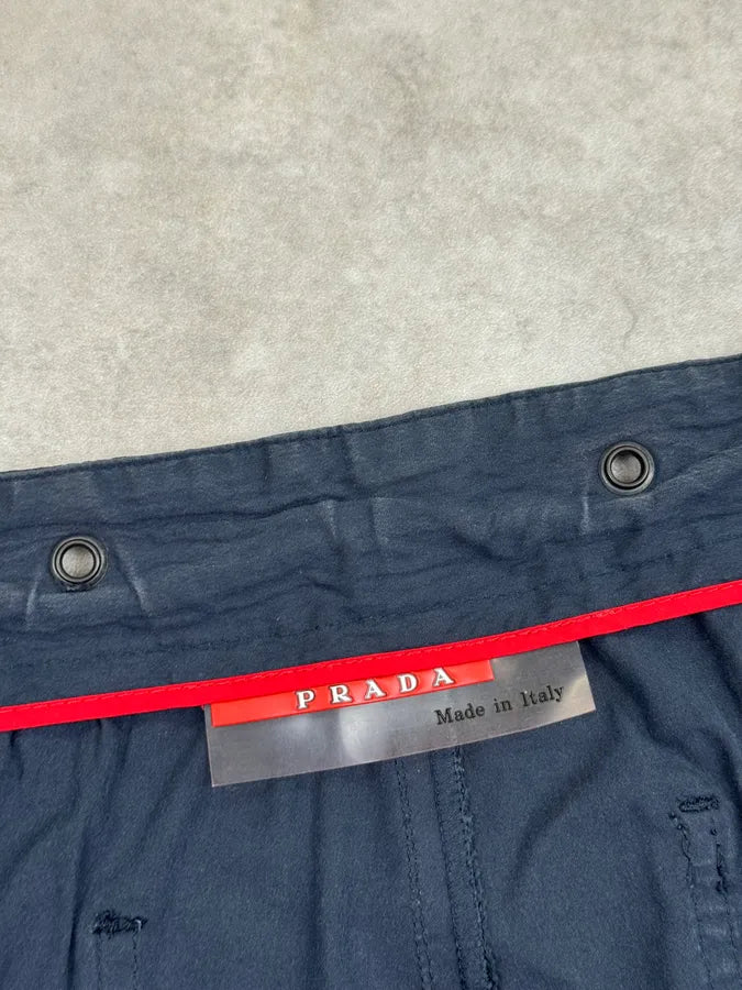 2000s Prada Navy Long Cargo Shorts SuBQCRA 8