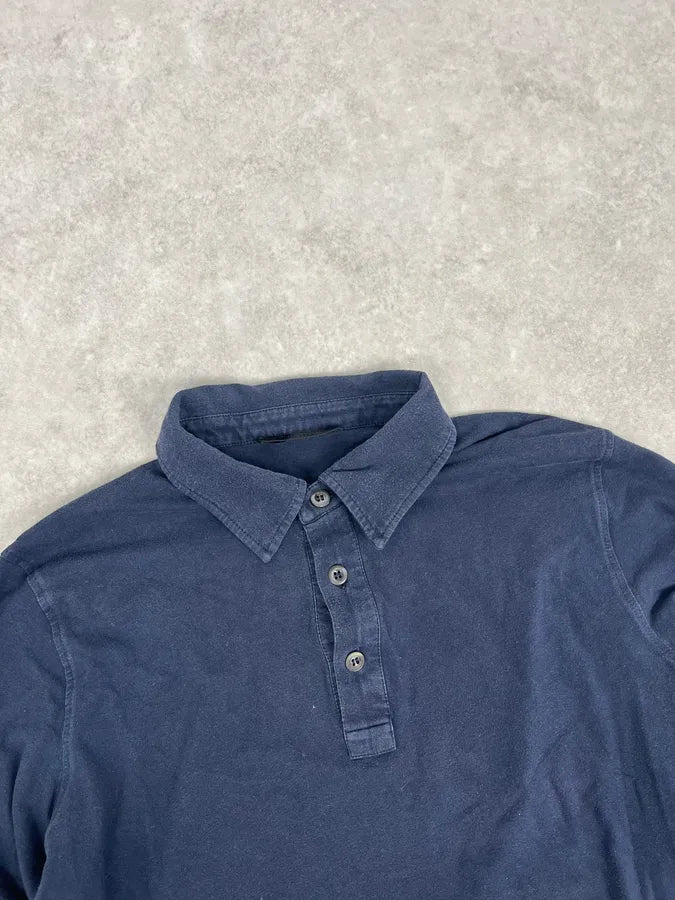 2000s Prada Navy Longsleeve Washed Polo Khvmwci 3