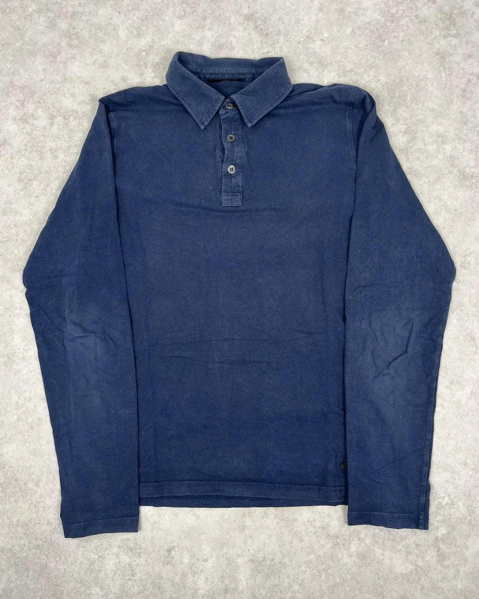 2000s Prada Navy Longsleeve Washed Polo Khvmwci 0