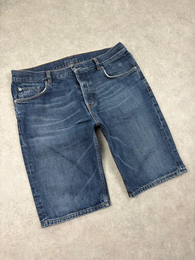 2000s Prada Navy Loose Denim Shorts VSbNXMK 4