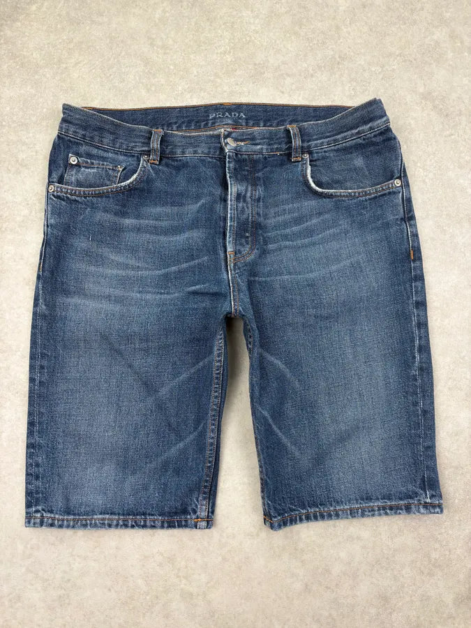 2000s Prada Navy Loose Denim Shorts VSbNXMK 0