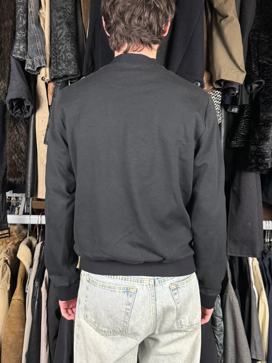 2000s Prada Black Minimalist Hybrid Zip-up Sweater bnZOyYb 2