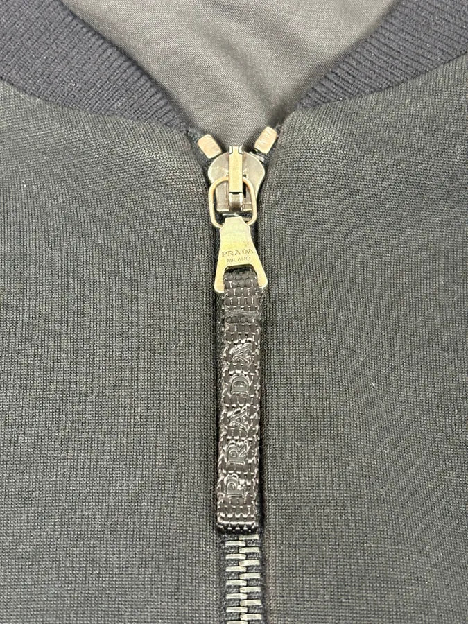 2000s Prada Black Minimalist Hybrid Zip-up Sweater bnZOyYb 8