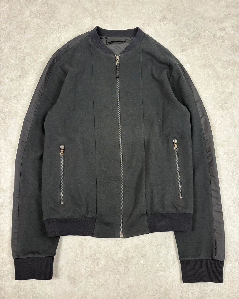 2000s Prada Black Minimalist Hybrid Zip-up Sweater bnZOyYb 0