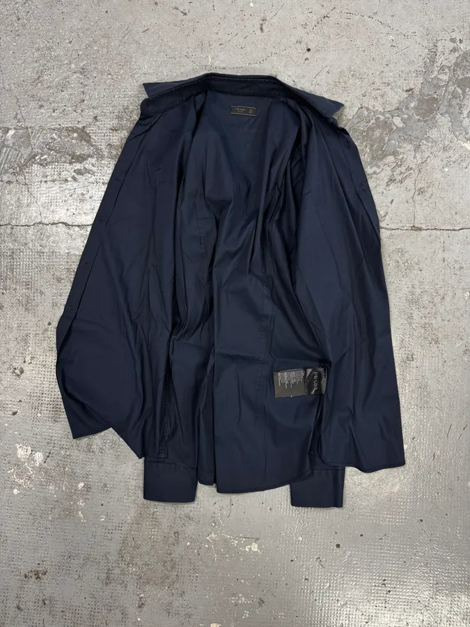 AW2014 Prada Navy Minimalist Shirt qOhlYAR 4