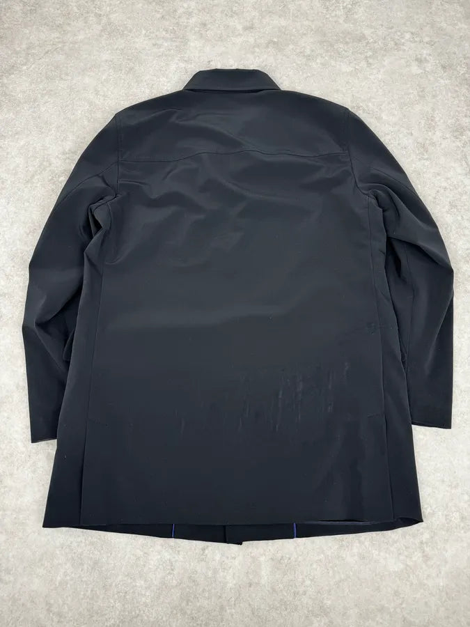 2000s Prada Navy Nylon Buttoned Class Long Jacket gGfSbQc 3