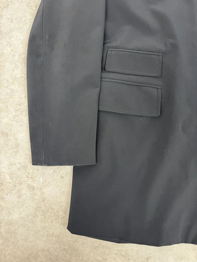 2000s Prada Navy Nylon Buttoned Class Long Jacket gGfSbQc 6