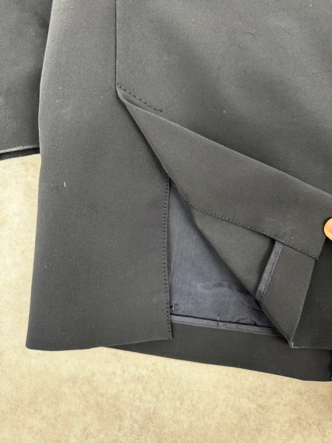 2000s Prada Navy Nylon Buttoned Class Long Jacket gGfSbQc 8