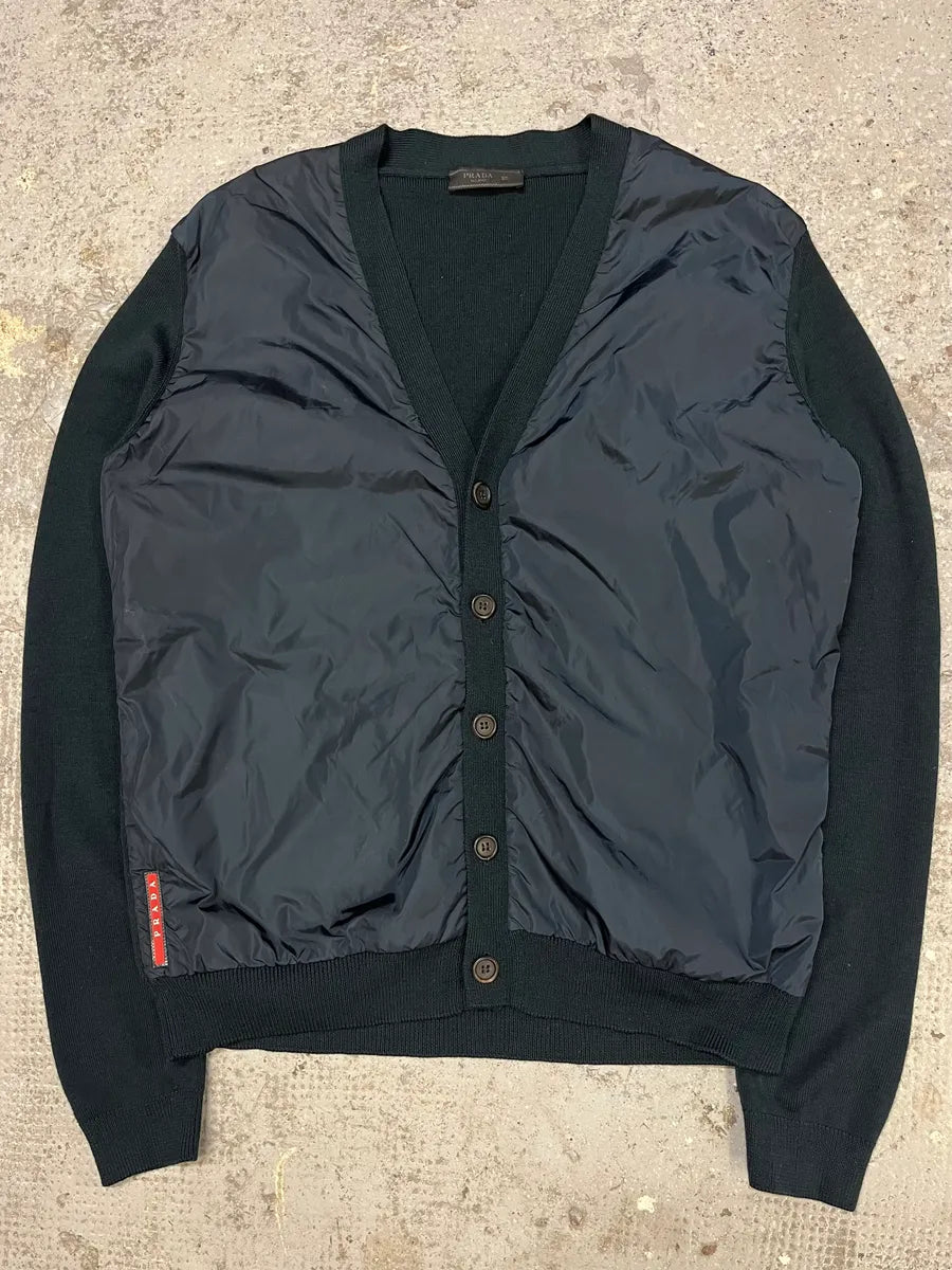 2000s Prada Navy Nylon Cardigan OJqKNvu 0