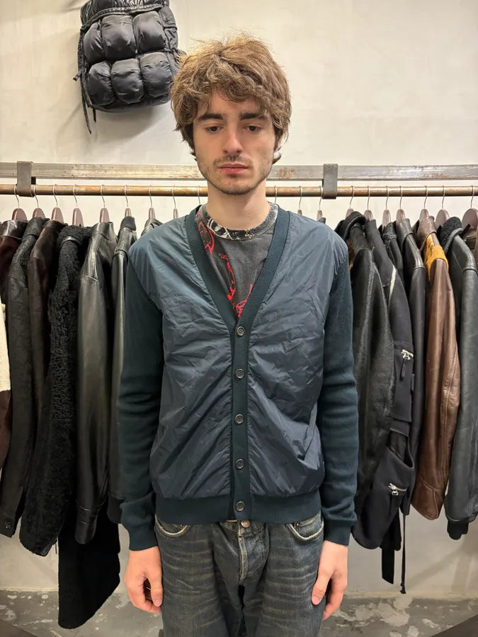 2000s Prada Navy Nylon Cardigan OJqKNvu 1