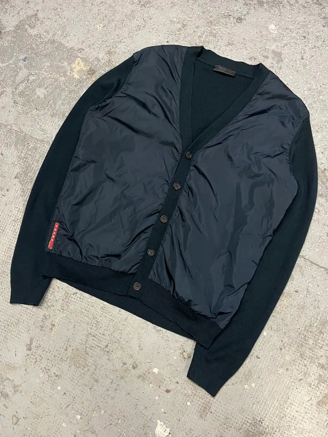2000s Prada Navy Nylon Cardigan OJqKNvu 3