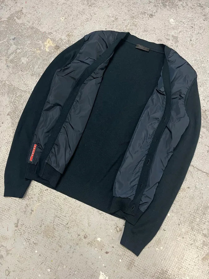 2000s Prada Navy Nylon Cardigan OJqKNvu 4