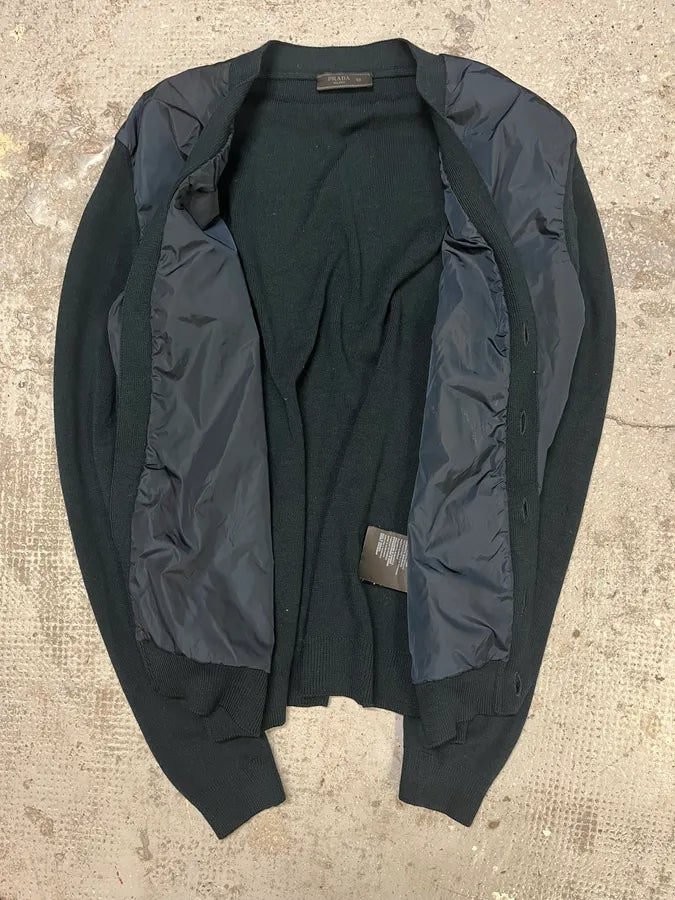 2000s Prada Navy Nylon Cardigan OJqKNvu 5