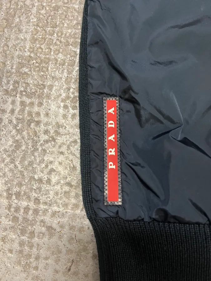 2000s Prada Navy Nylon Cardigan OJqKNvu 8