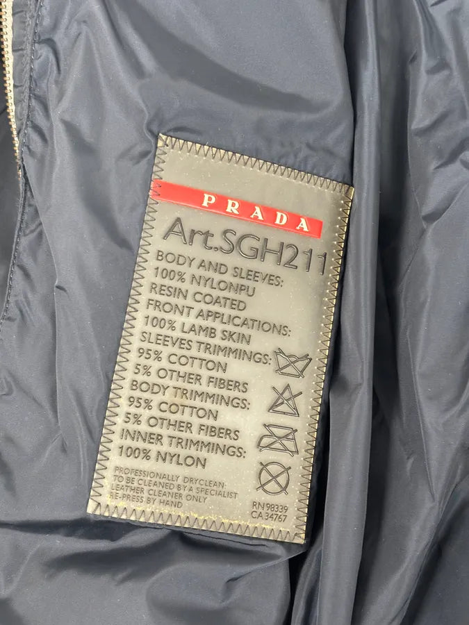 AW2010 Prada Navy Nylon Lamb Skin Trim Windbreaker Jacket cDjarkD 10
