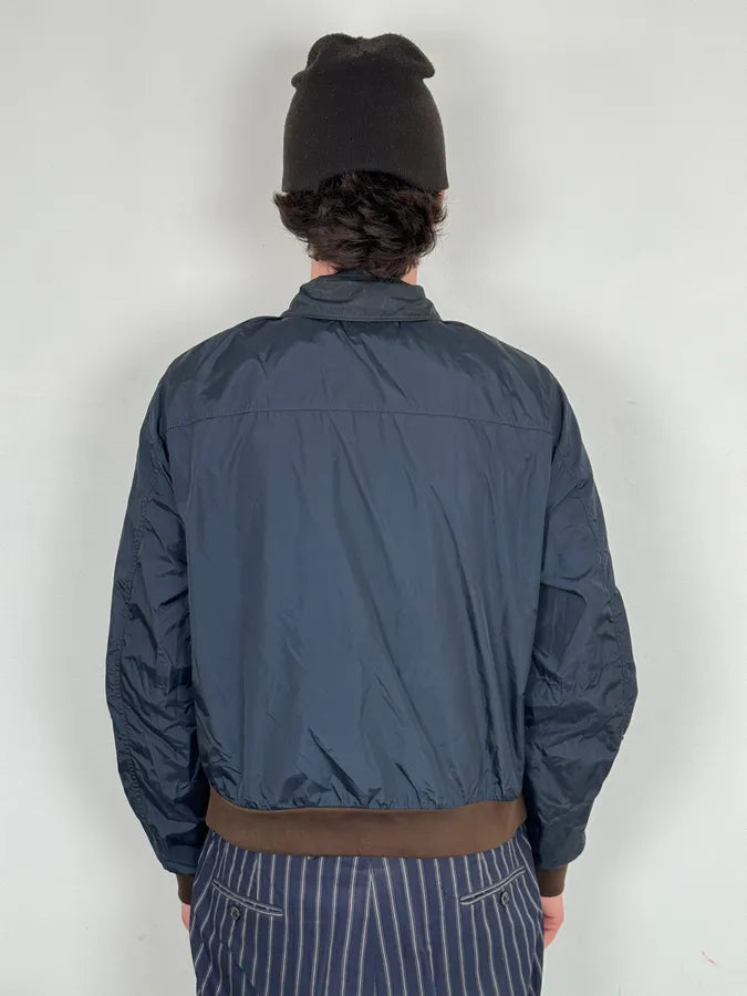 AW2010 Prada Navy Nylon Lamb Skin Trim Windbreaker Jacket cDjarkD 2