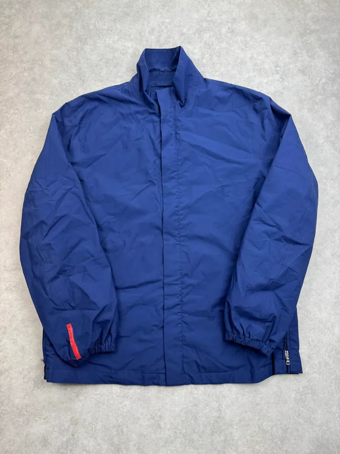 2000s Prada Navy Nylon Linea Rossa Windbreaker Jacket rsYjOFQ 4