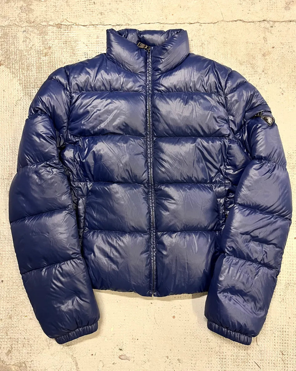 2000s Prada Navy Nylon Quilted Puffer Jacket MWflDyd 0