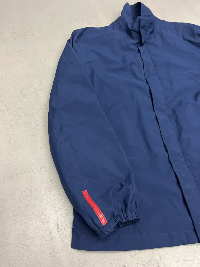 2000s Prada Navy Nylon Linea Rossa Windbreaker Jacket rsYjOFQ 3