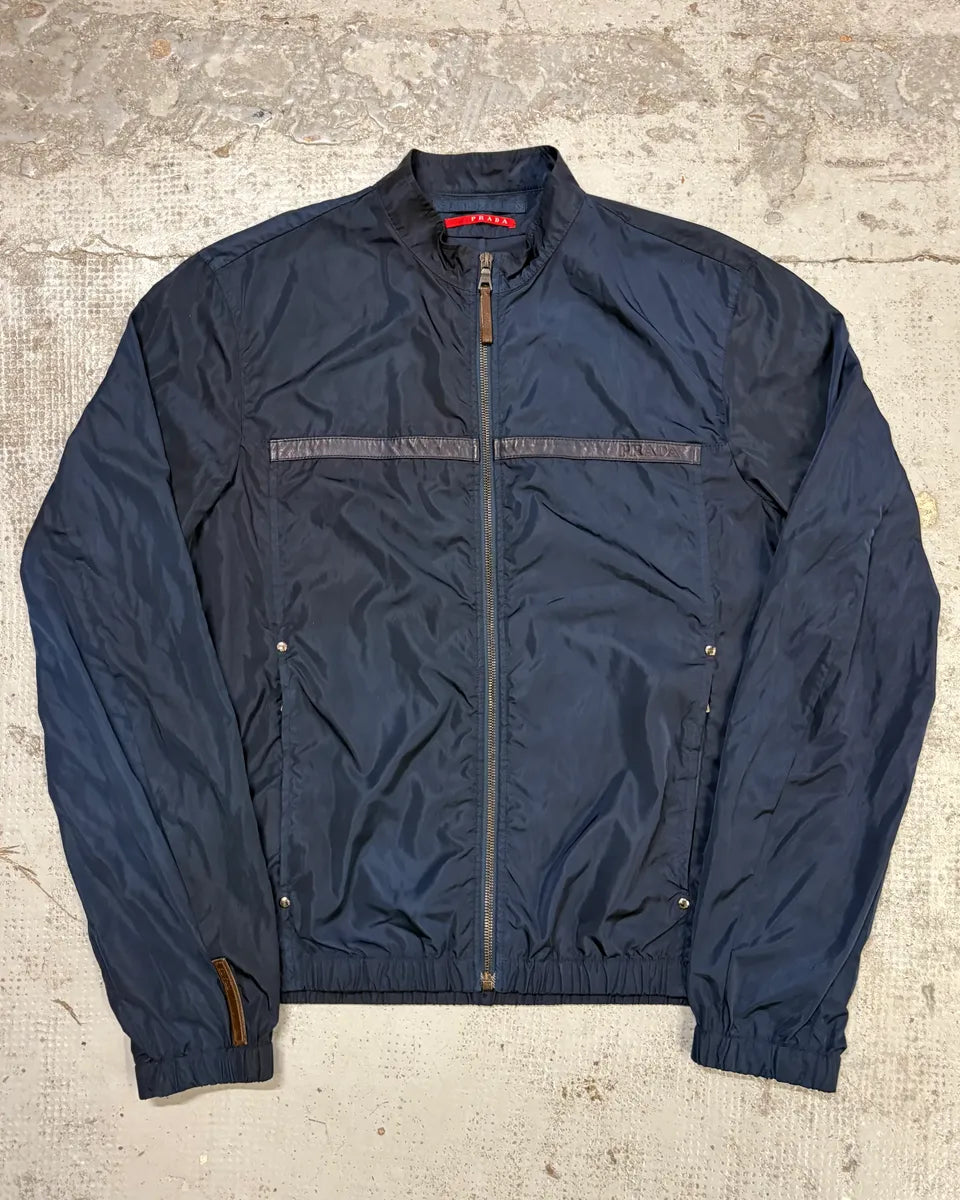 SS2006 Prada Navy Nylon Windbreaker Light Jacket HUHRLYG 0