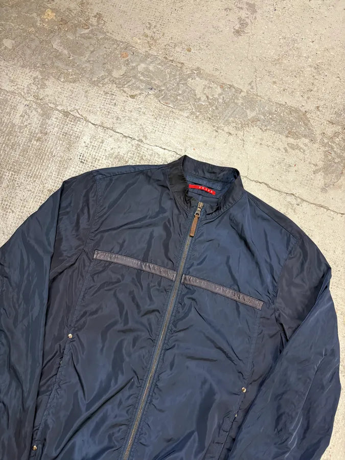 SS2006 Prada Navy Nylon Windbreaker Light Jacket HUHRLYG 3
