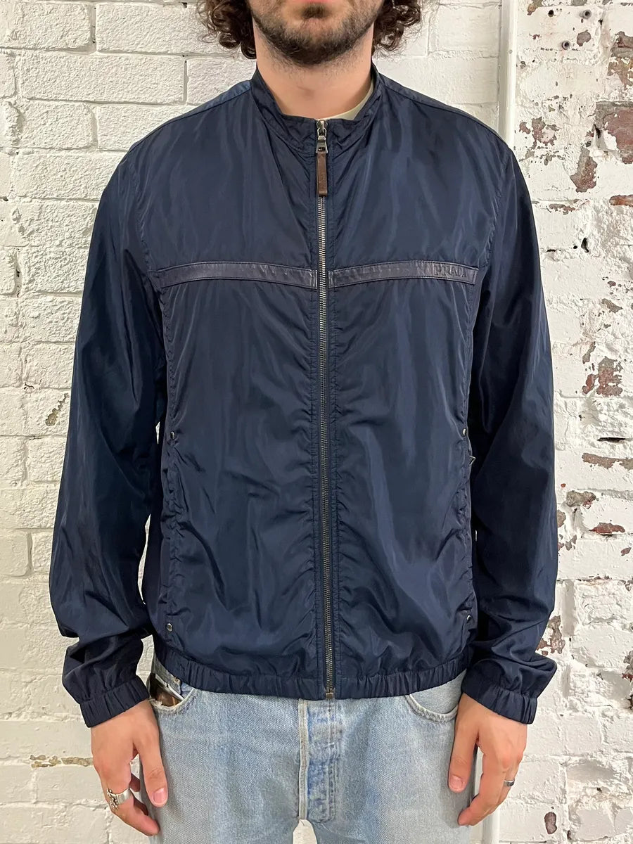 SS2006 Prada Navy Nylon Windbreaker Light Jacket HUHRLYG 1