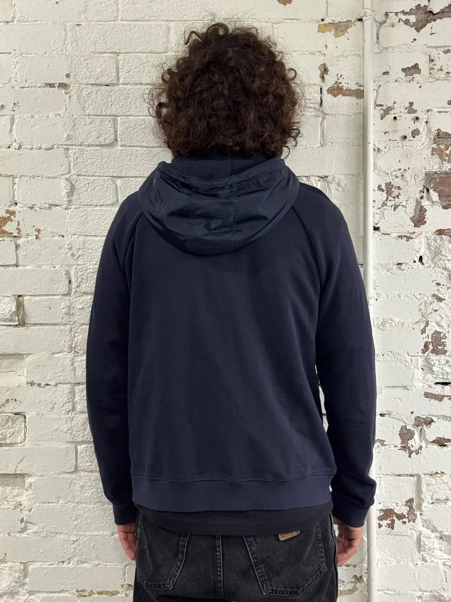 AW2014 Prada Navy Minimalist Hybrid Nylon Zip-up Hoodie  ERpJLGE 2