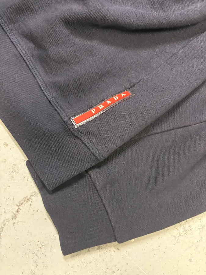 AW2014 Prada Navy Minimalist Hybrid Nylon Zip-up Hoodie  ERpJLGE 5