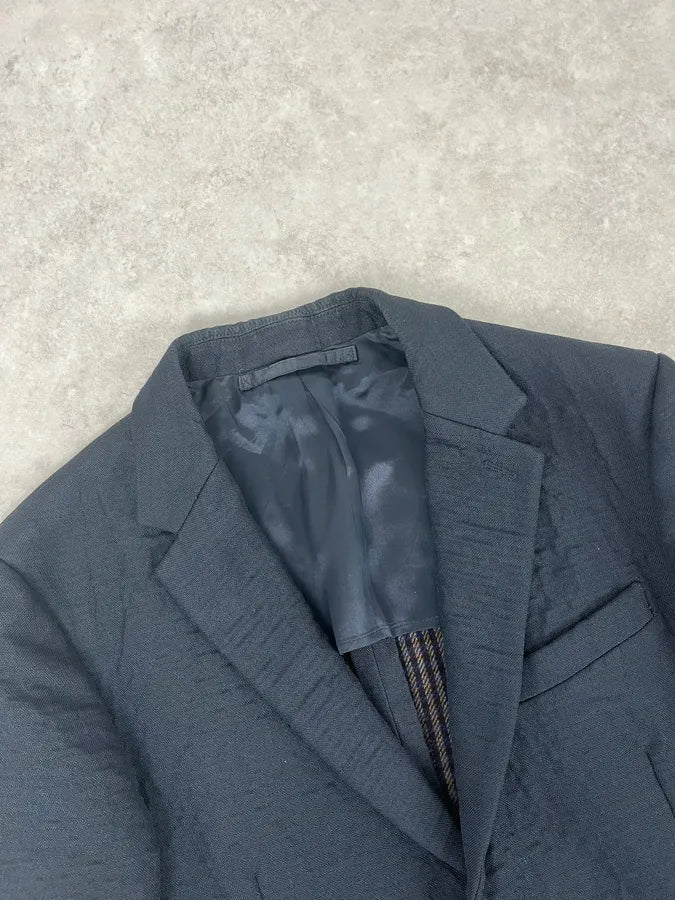 2000s Prada Navy Plissed Blazer Jacket SHNTEgu 4