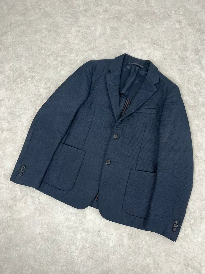 2000s Prada Navy Plissed Blazer Jacket SHNTEgu 3