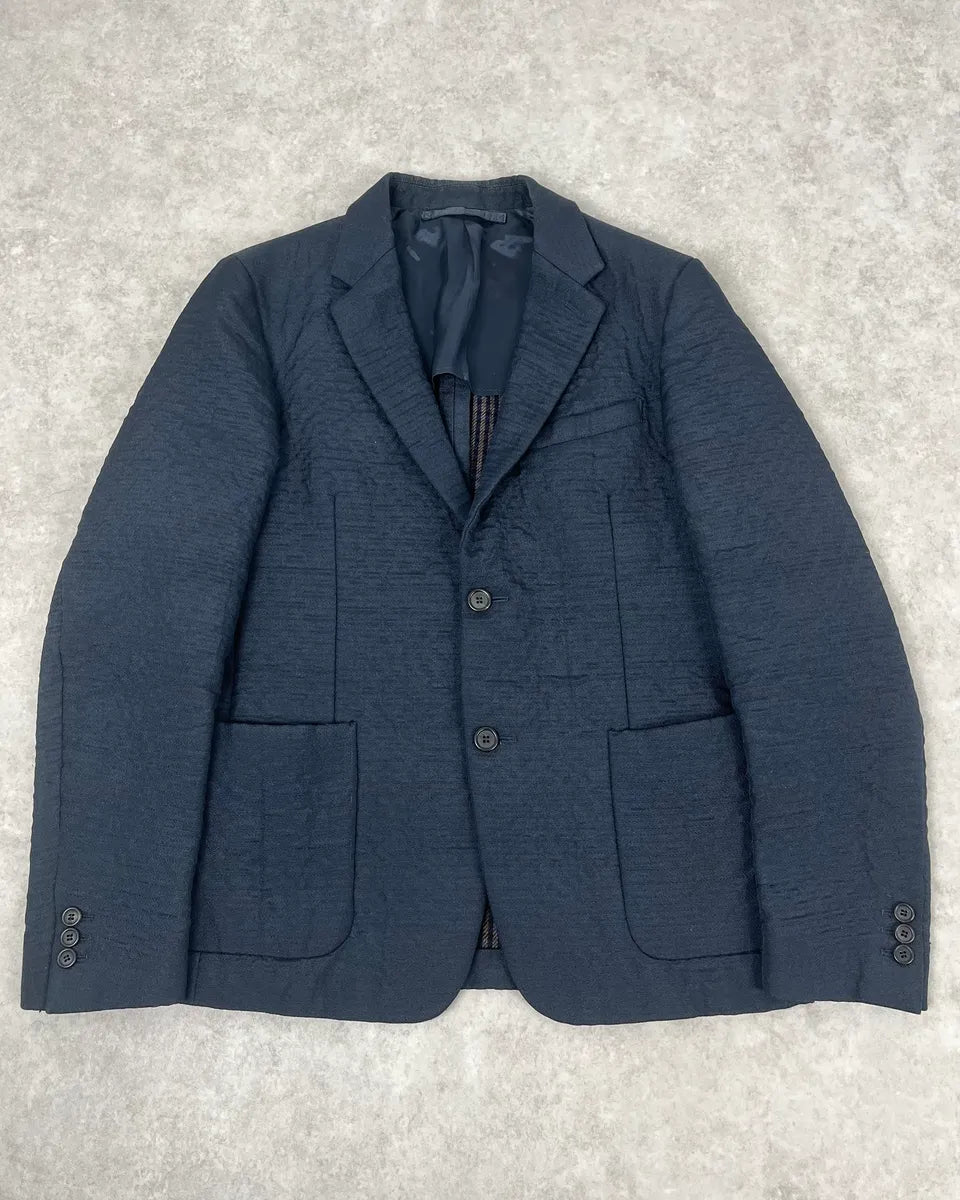 2000s Prada Navy Plissed Blazer Jacket SHNTEgu 0