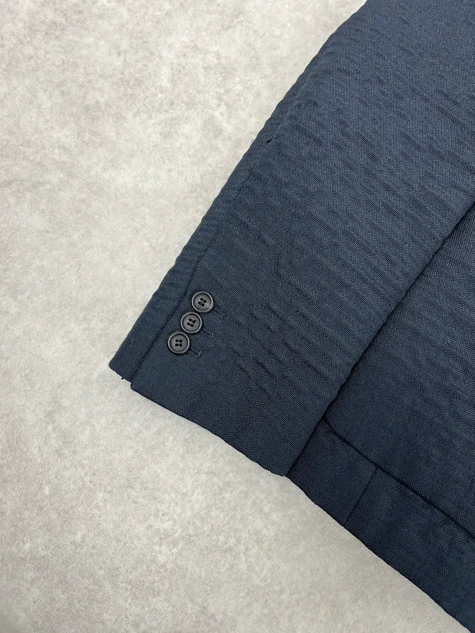 2000s Prada Navy Plissed Blazer Jacket SHNTEgu 7