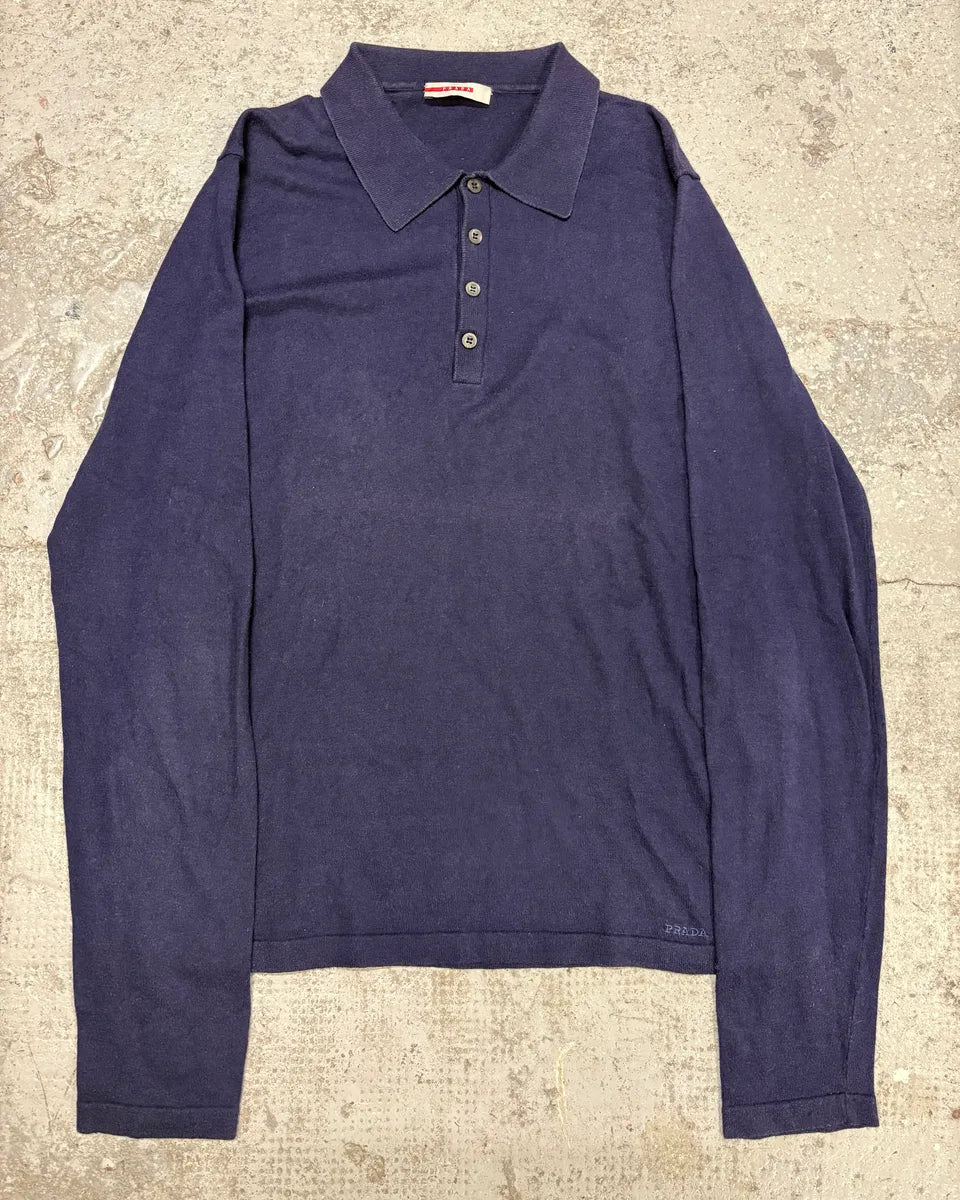 2000s Prada Navy Polo Longsleeves (S/M) otjkHUN 0