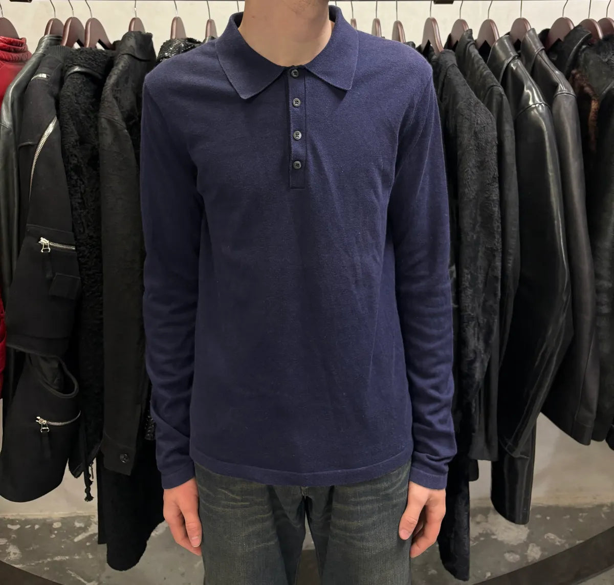 2000s Prada Navy Polo Longsleeves (S/M) otjkHUN 1