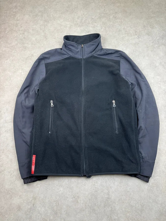 2000s Prada Black & Grey Fleece Zip-up Sweater onMQTOT 4